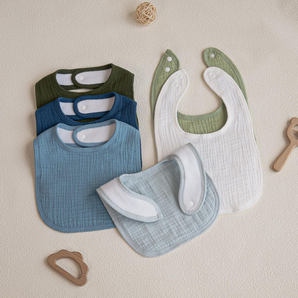 GLLQUEN BABY muslin bib pattern varieties add stylish outfit coordination.