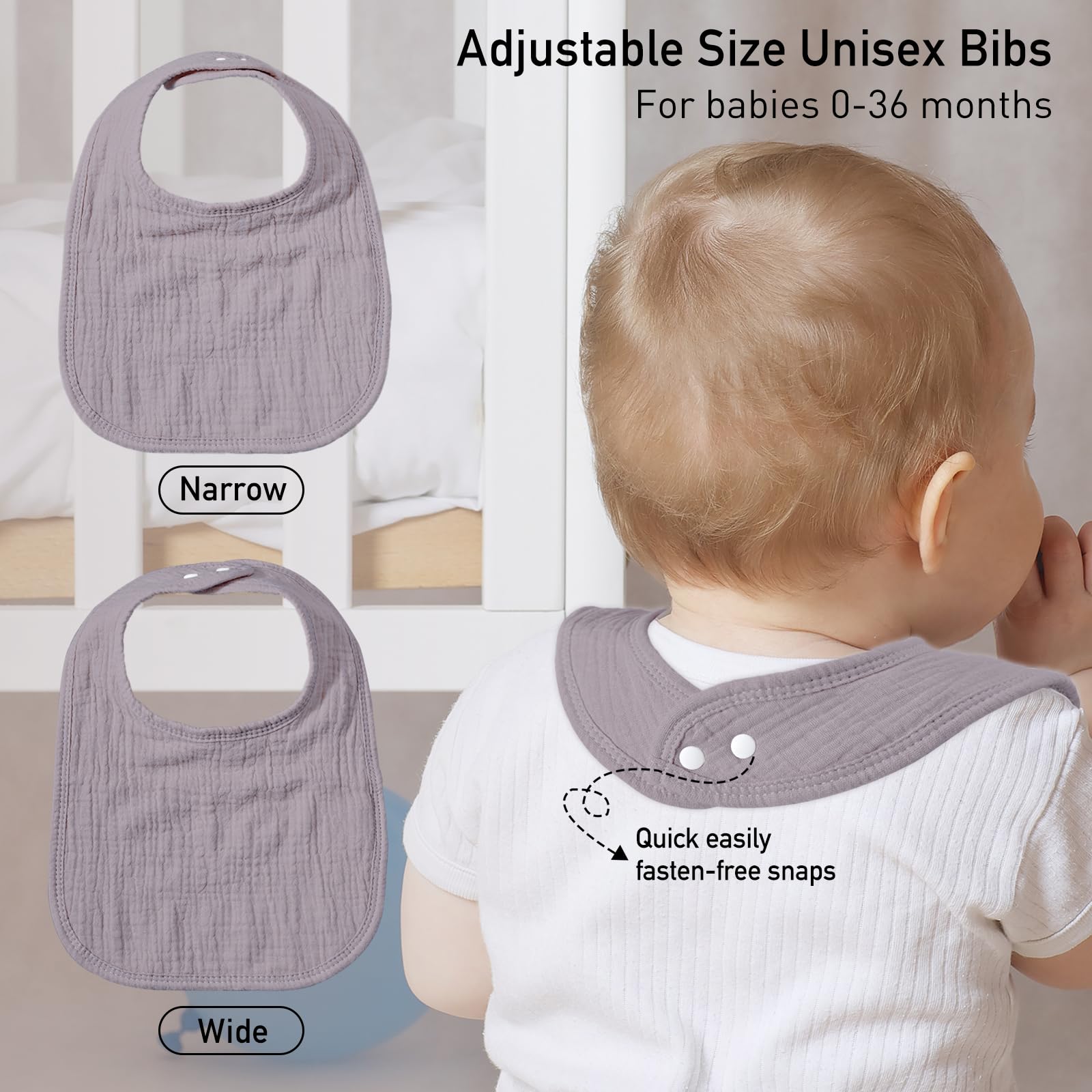 GLLQUEN BABY drool bib is reusable and easy to clean for busy days.
