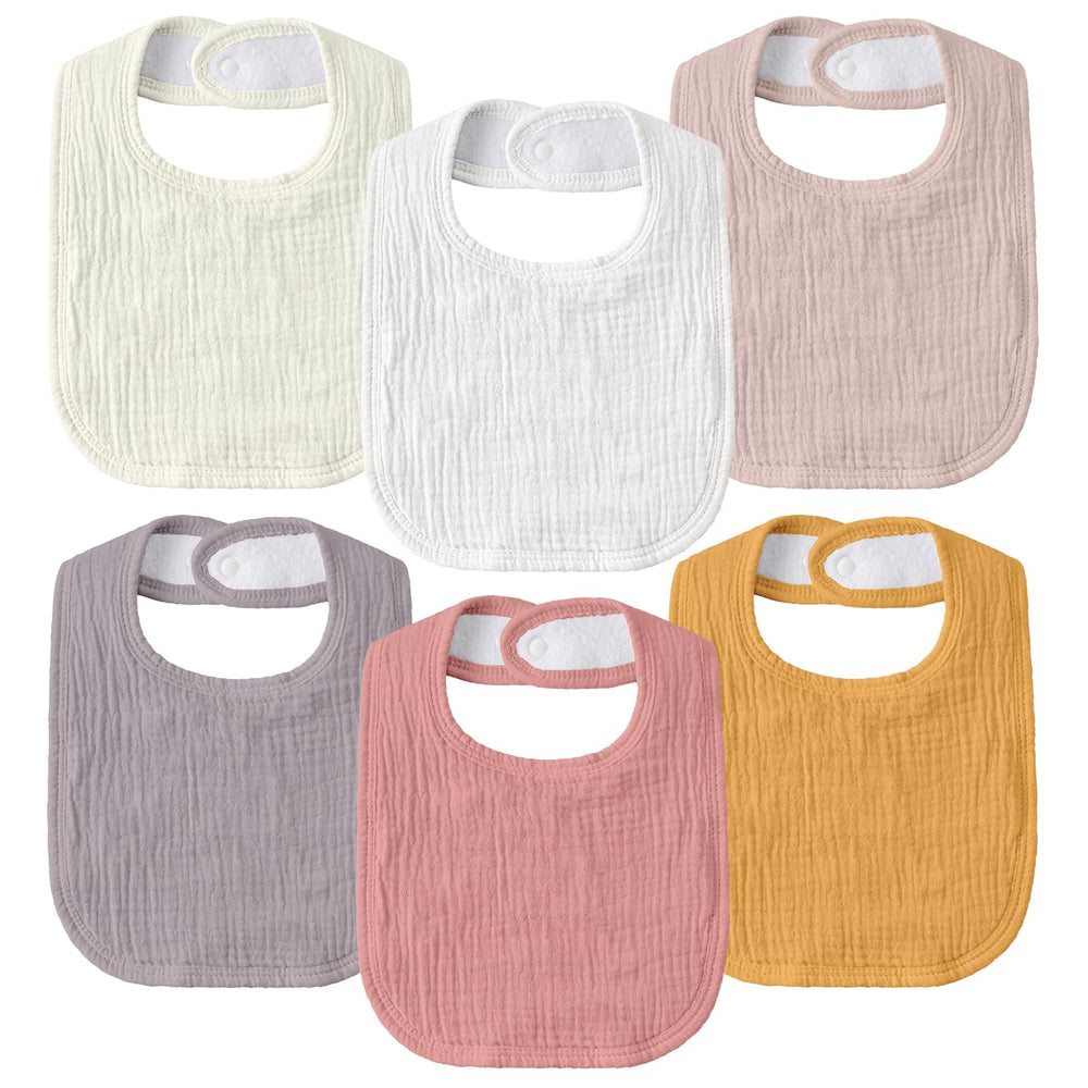 GLLQUEN BABY muslin drool bib orange front view shows chest coverage to keep outfits clean.
