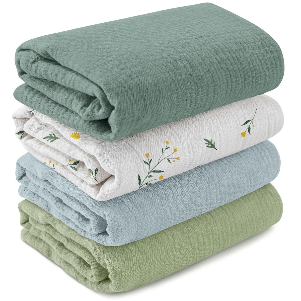 GLLQUEN BABY muslin swaddle blankets four-pack offering breathable warmth for newborns