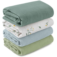 GLLQUEN BABY muslin swaddle blankets four-pack offering breathable warmth for newborns