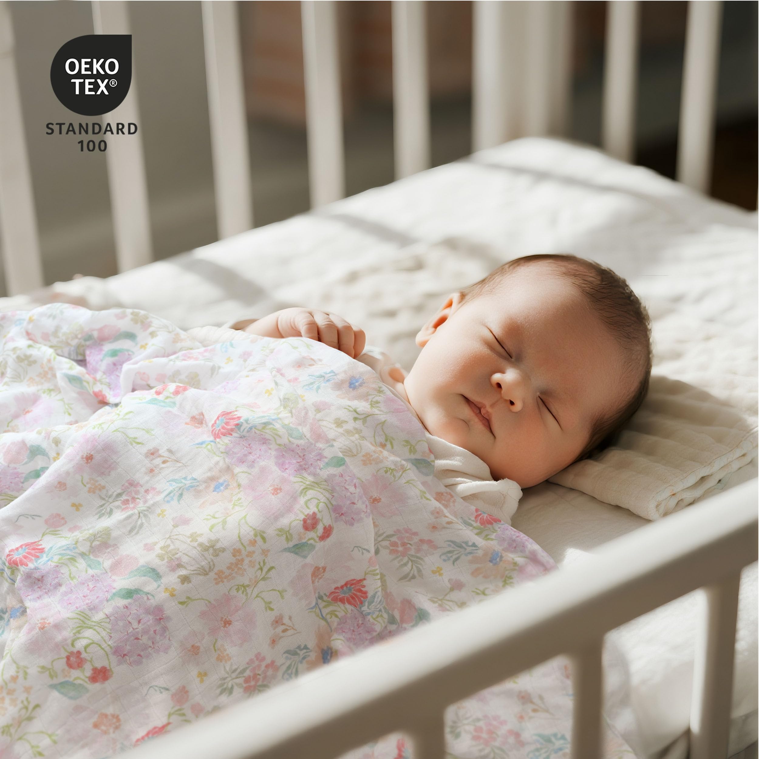 GLLQUEN BABY muslin swaddle blanket folded for packing convenience.