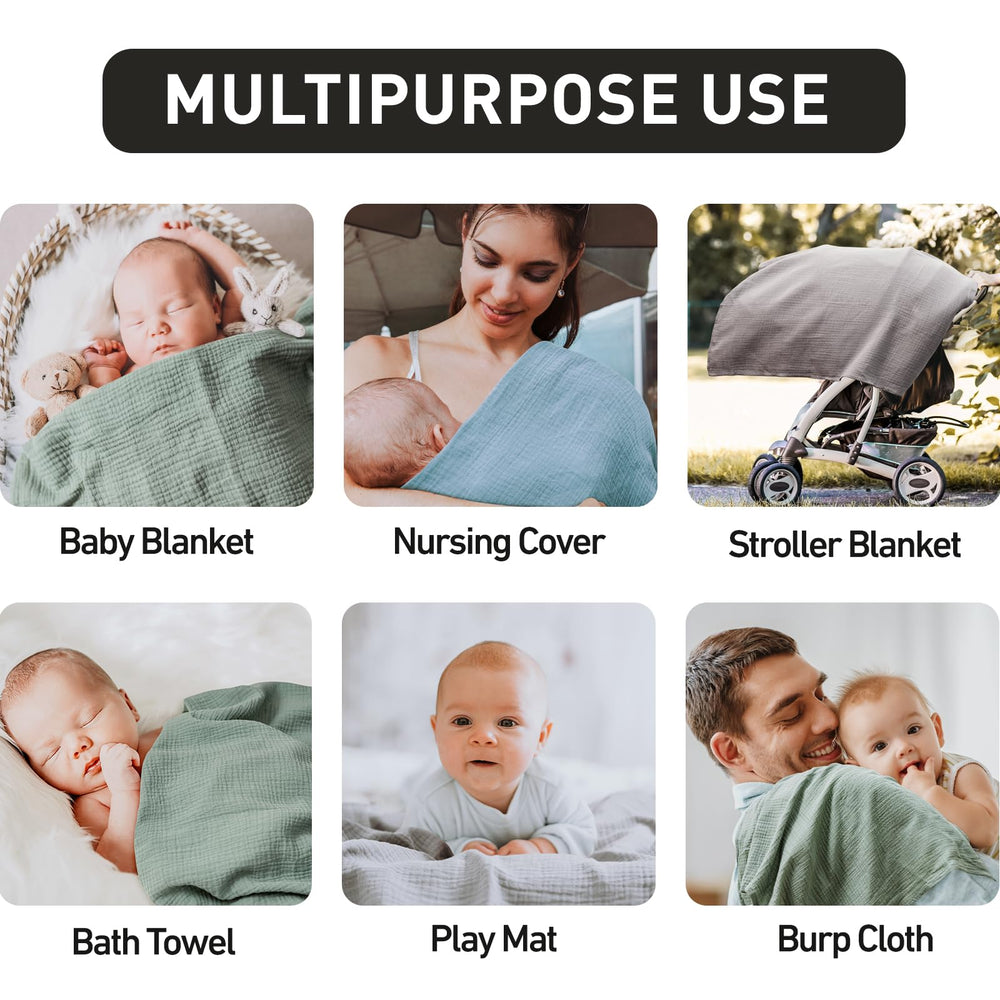 GLLQUEN BABY muslin swaddle blanket multipurpose use as receiving blanket.