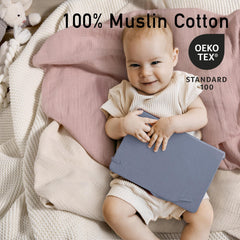 GLLQUEN BABY muslin swaddle blanket on baby, breathable fabric supports comfortable sleep