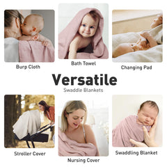 GLLQUEN BABY muslin swaddle blanket pile, neutral colors ideal for unisex gifting