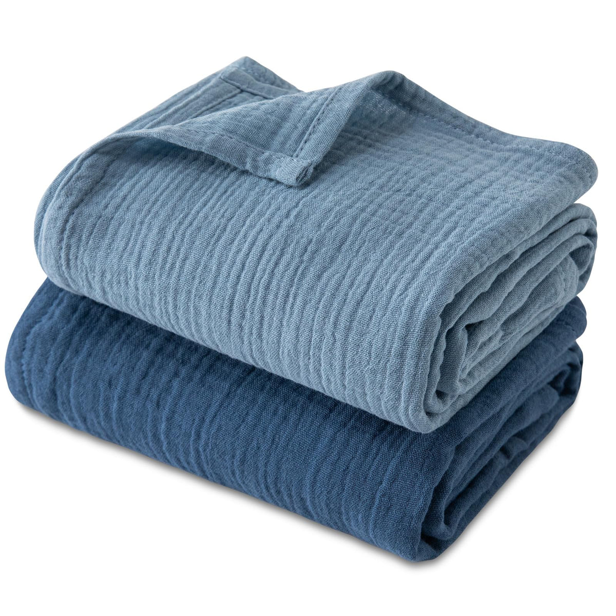GLLQUEN BABY muslin swaddle blanket close-up shows soft breathable cotton for baby comfort.