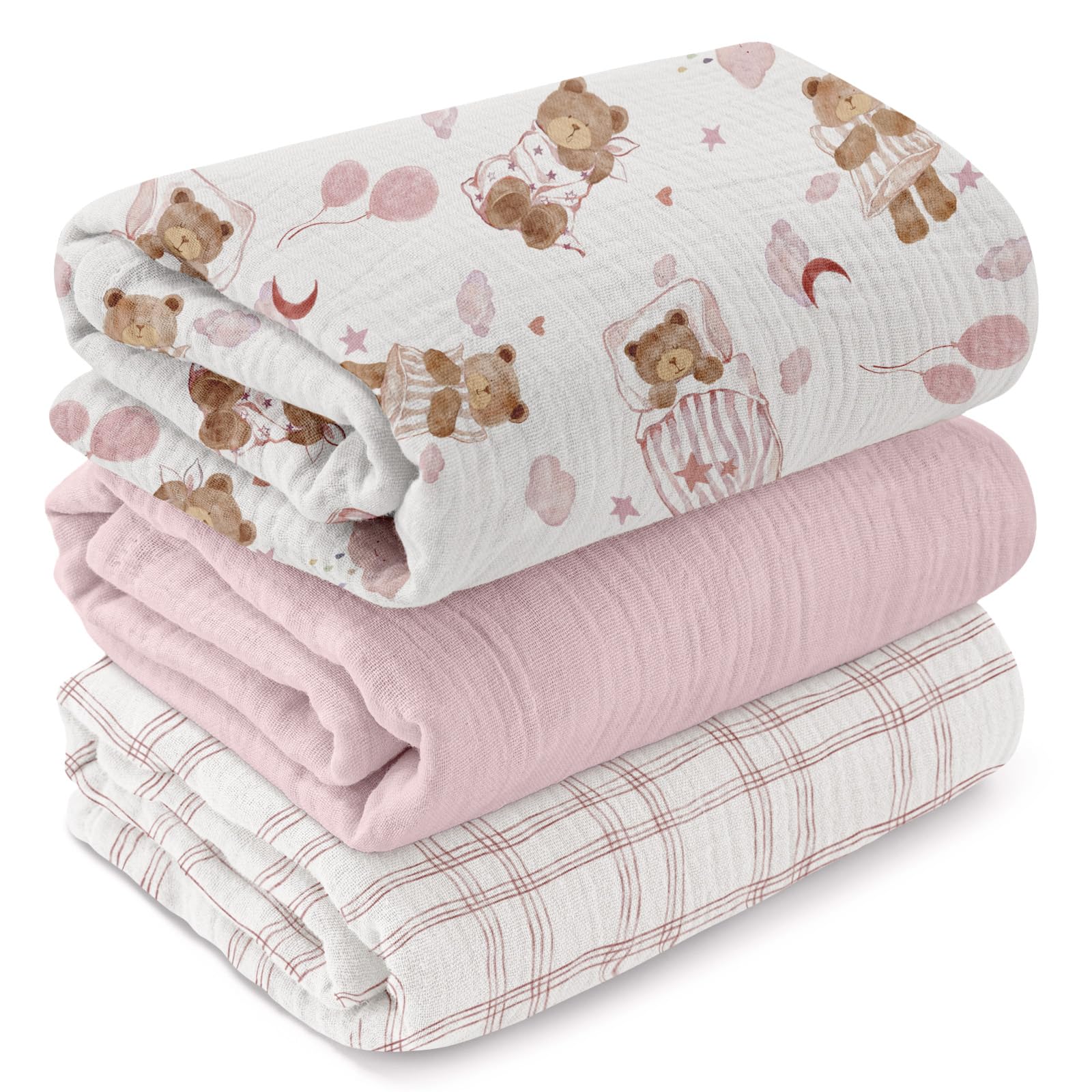 GLLQUEN BABY muslin swaddle soft-touch texture for gentle skin and breathability.