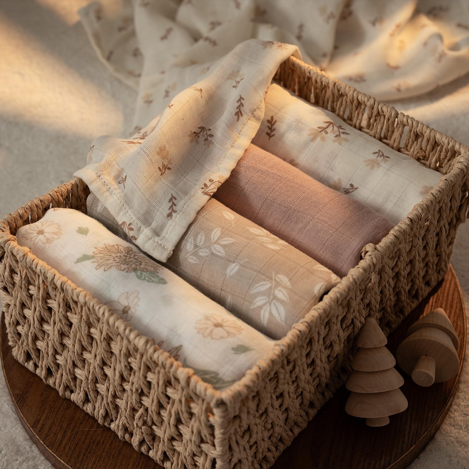 GLLQUEN BABY muslin swaddle machine wash care stays soft after washing.