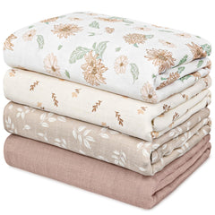 GLLQUEN BABY muslin swaddle sunflowers pack demonstrates breathable, skin-friendly softness for newborns.