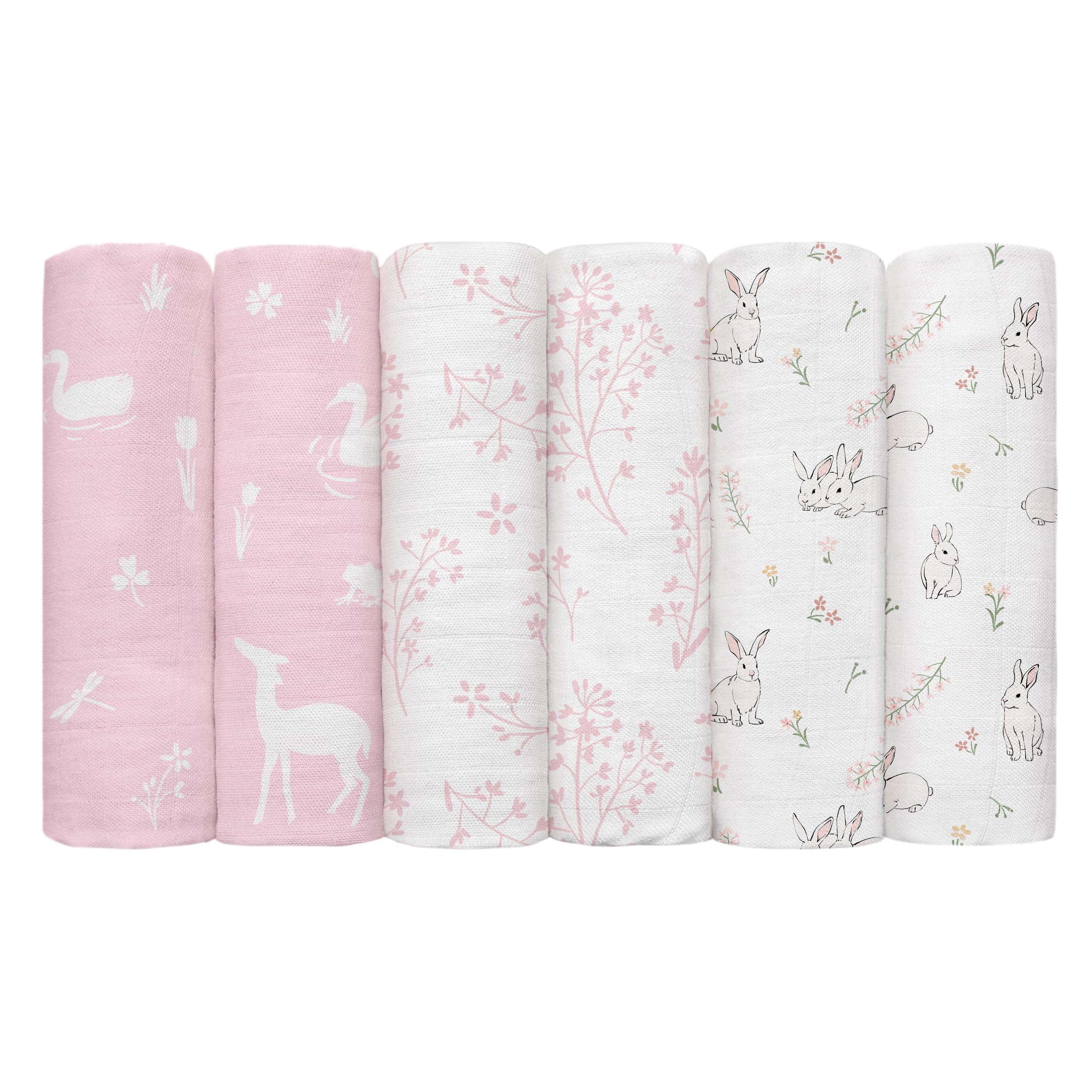 GLLQUEN BABY receiving blanket set in 70x70 offers gentle bamboo-viscose softness for sensitive skin.