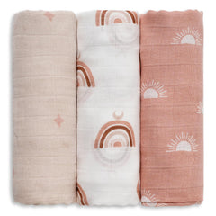 GLLQUEN BABY receiving blanket sun pattern for all-season swaddling.