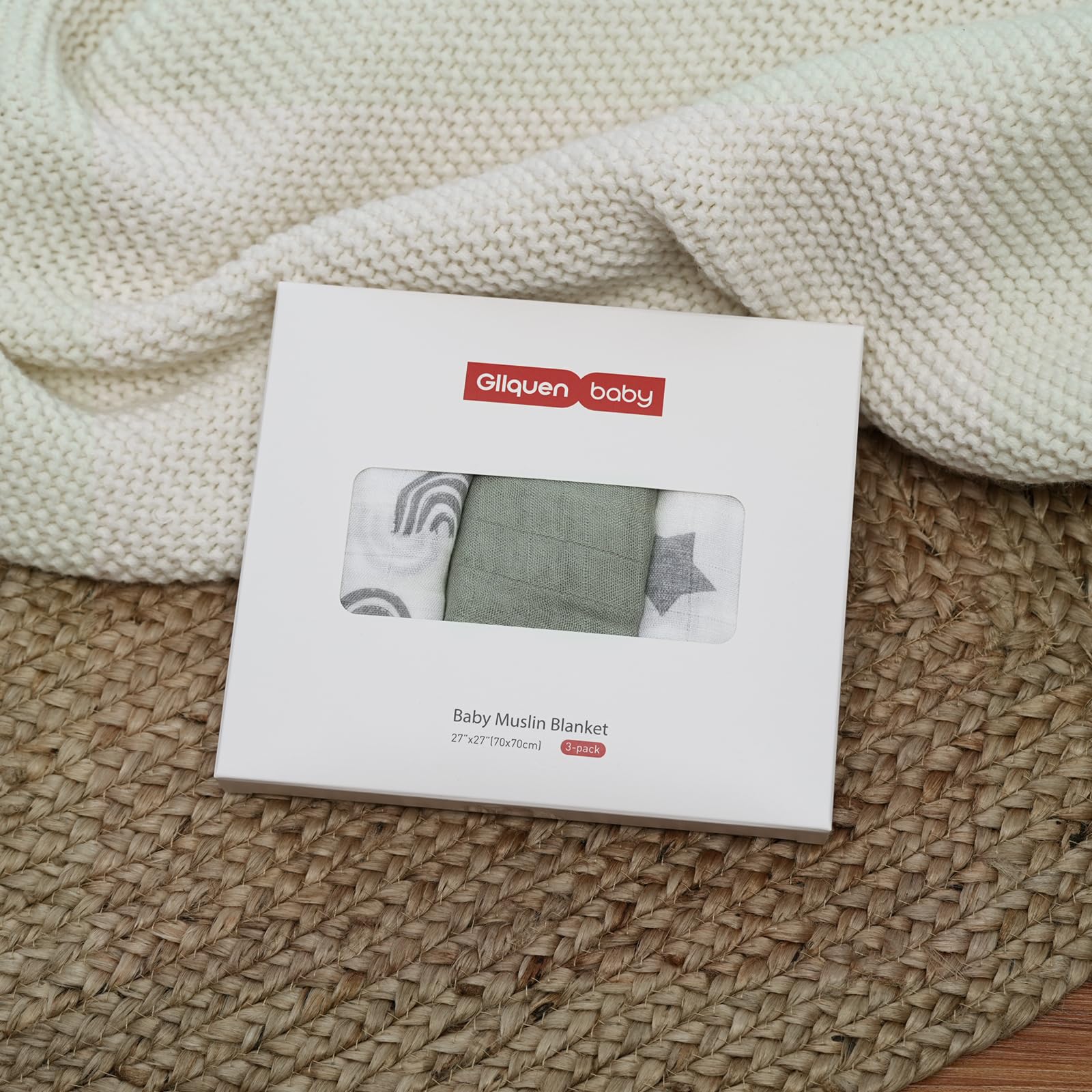 GLLQUEN BABY soft-knit reusable muslin blanket doubles as nursing cover.