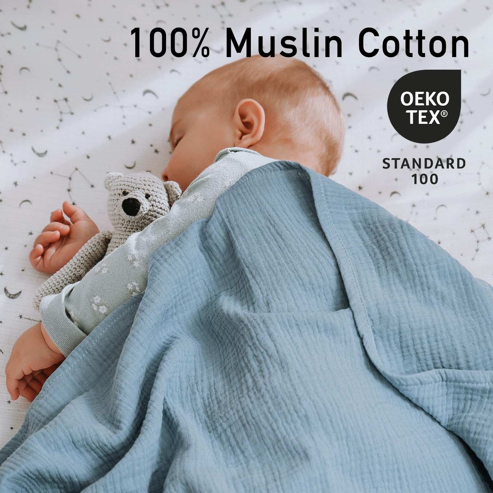GLLQUEN BABY swaddle 38x40-inch size shown for easy wrapping.