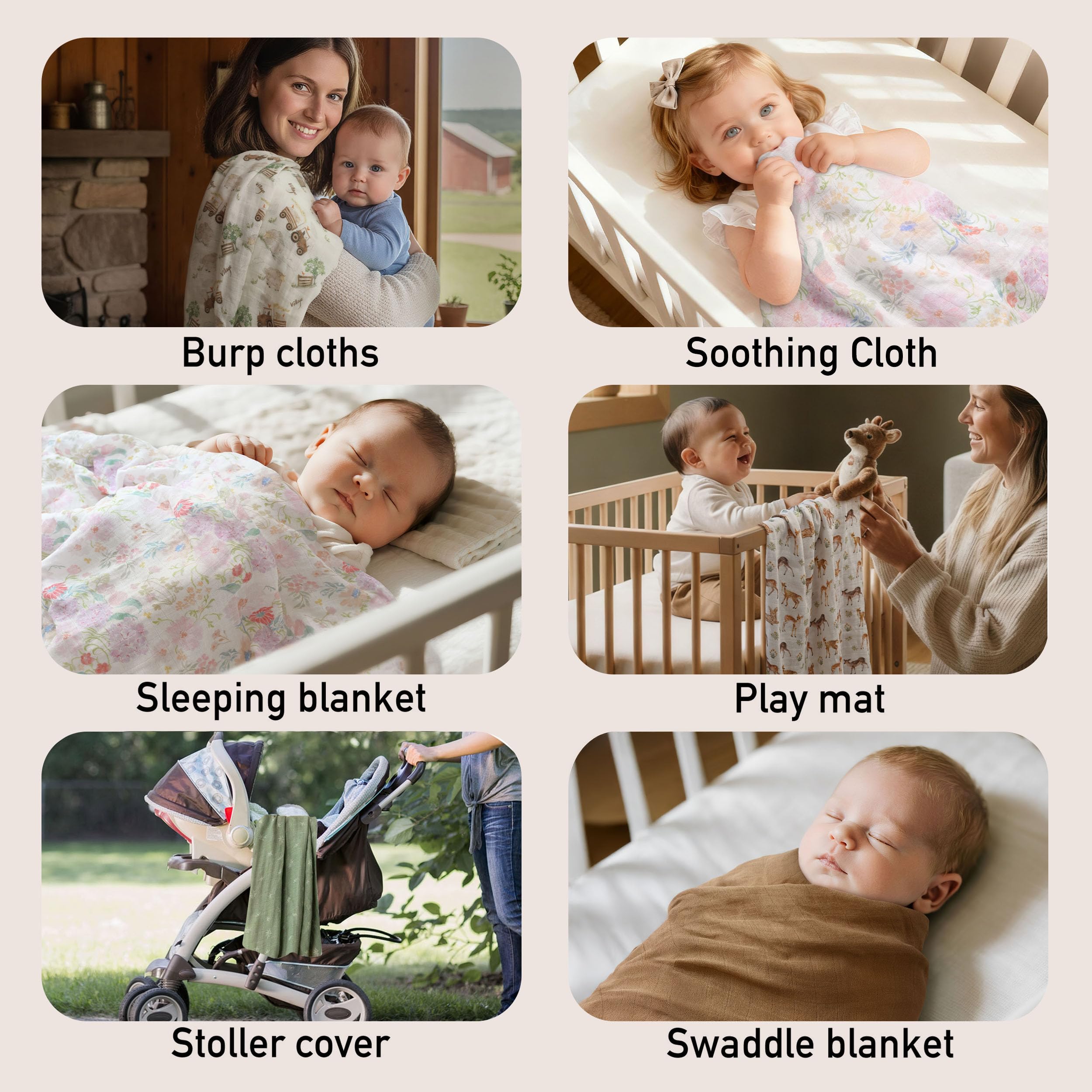 GLLQUEN BABY swaddle blanket used as nursing cover outdoors.