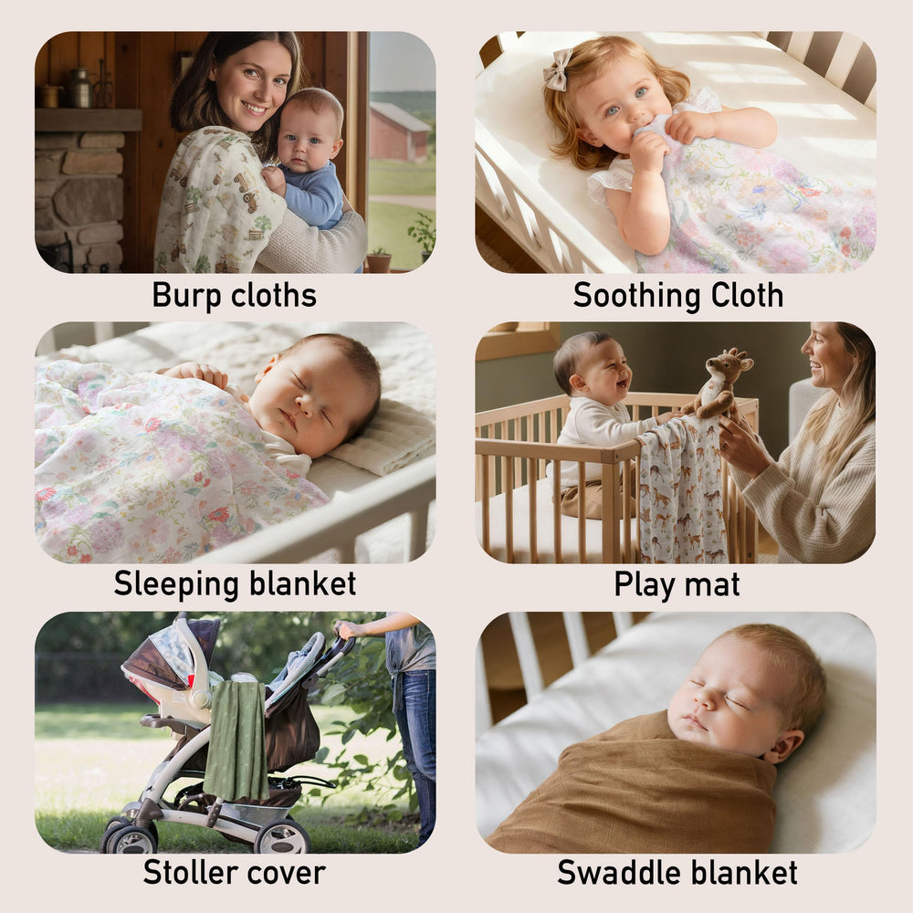 GLLQUEN BABY swaddle blanket used as nursing cover outdoors.
