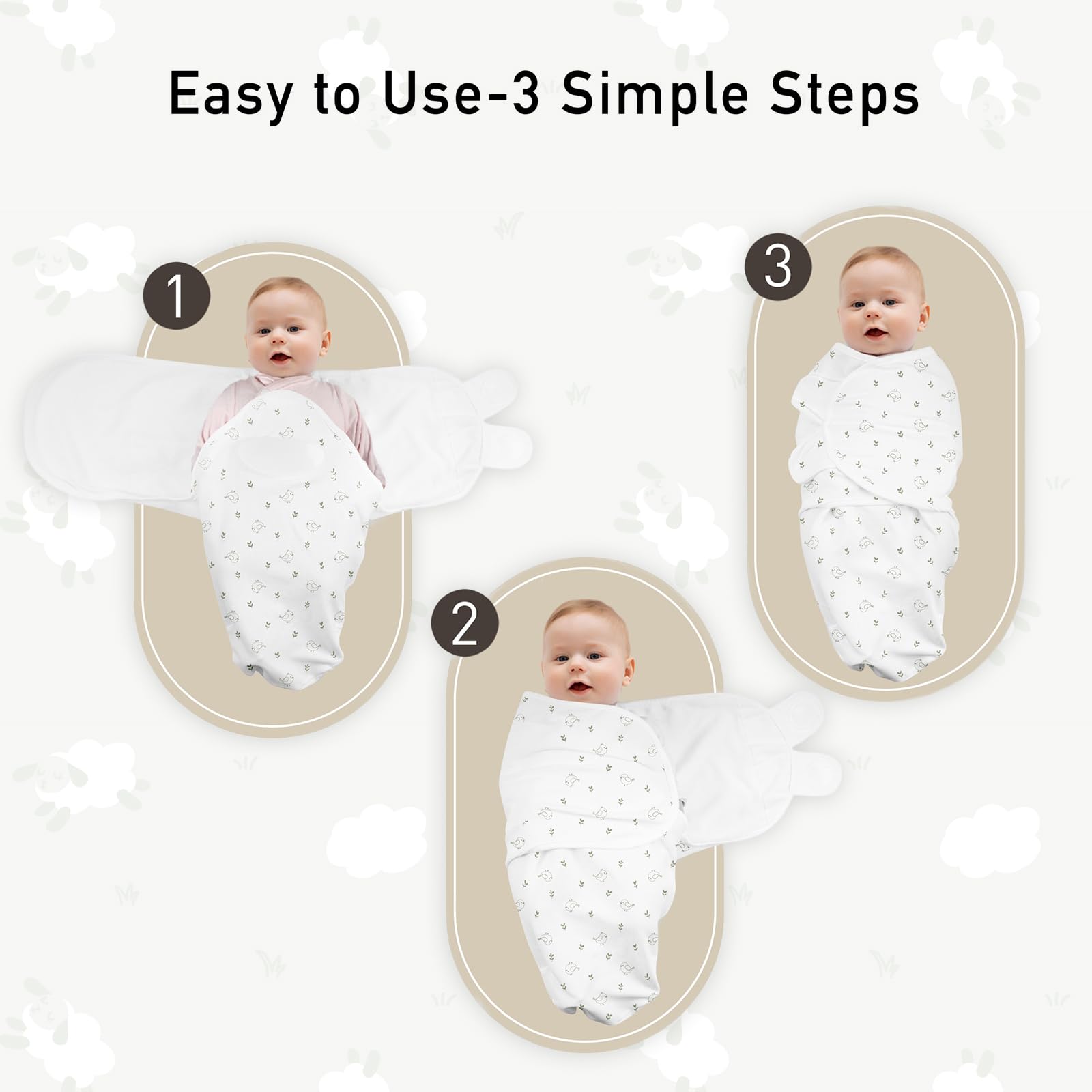 GLLQUEN BABY swaddle machine-washable care instructions for easy cleaning