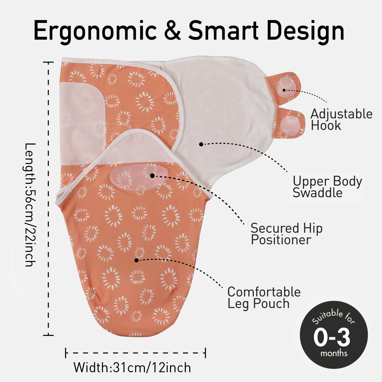 GLLQUEN BABY swaddle soft cotton fabric delivers breathable comfort.