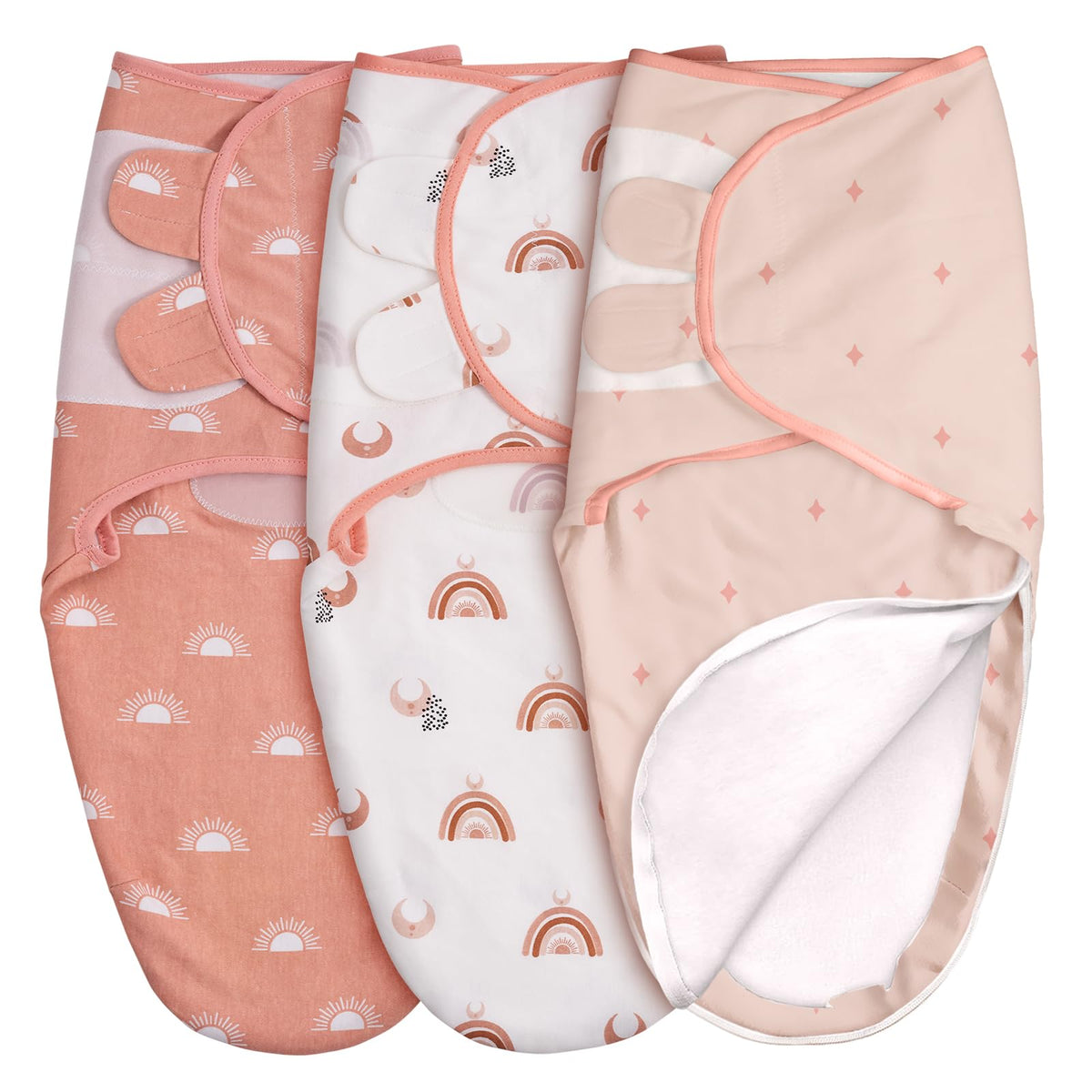 GLLQUEN BABY swaddle zipper close-up shows adjustable hook-and-loop fit.