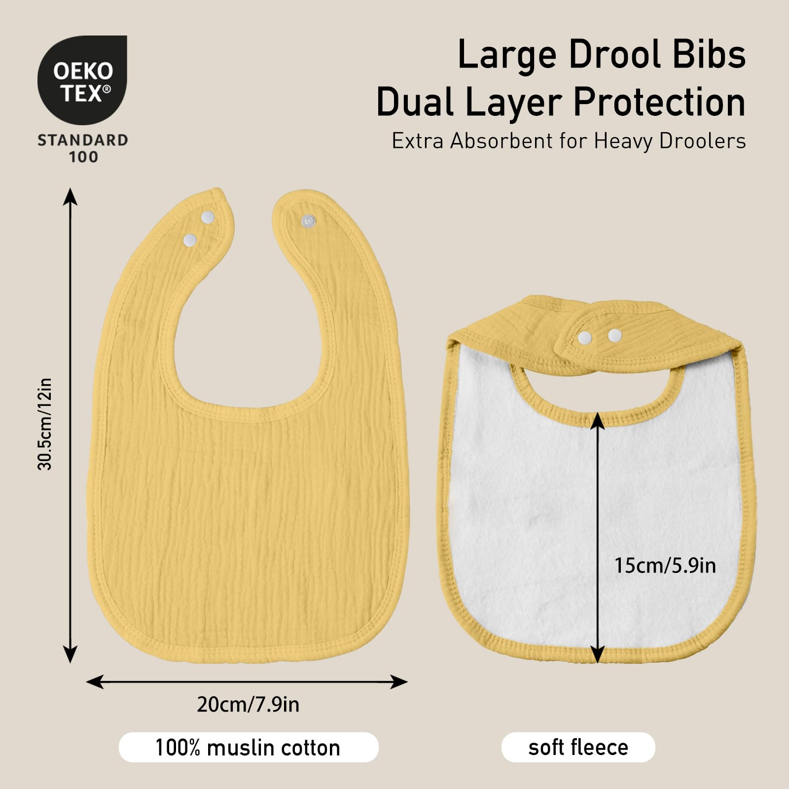 GLLQUEN BABY teething bib front flap shields chest during messy teething sessions.