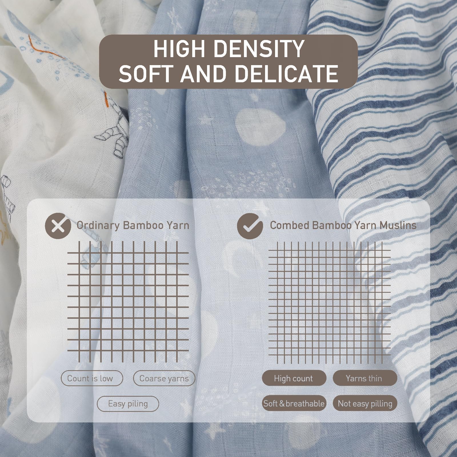 GLLQUEN BABY three-pack blue astronaut blankets displayed for calm baby moments.