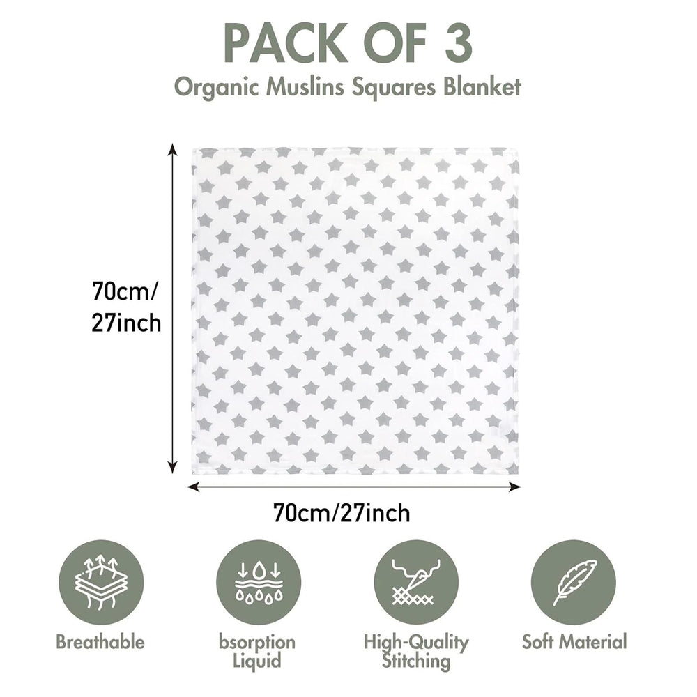 GLLQUEN BABY three-pack swaddle blankets deliver softness and quick-dry convenience.