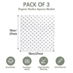 GLLQUEN BABY three-pack swaddle blankets deliver softness and quick-dry convenience.