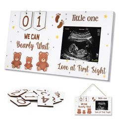 Glodecart baby sonogram frame with bear design, perfect for gender reveal decorations.