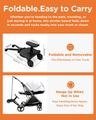 Glofex universal stroller board all-terrain wheels offer steady rides on varied surfaces.