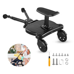 Glofex universal stroller board front view shows stable design for smooth rides.