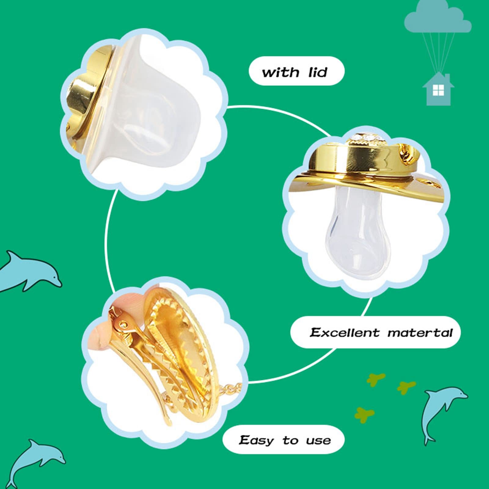 GLOGLOW letter N design baby pacifier for stylish newborn photos.