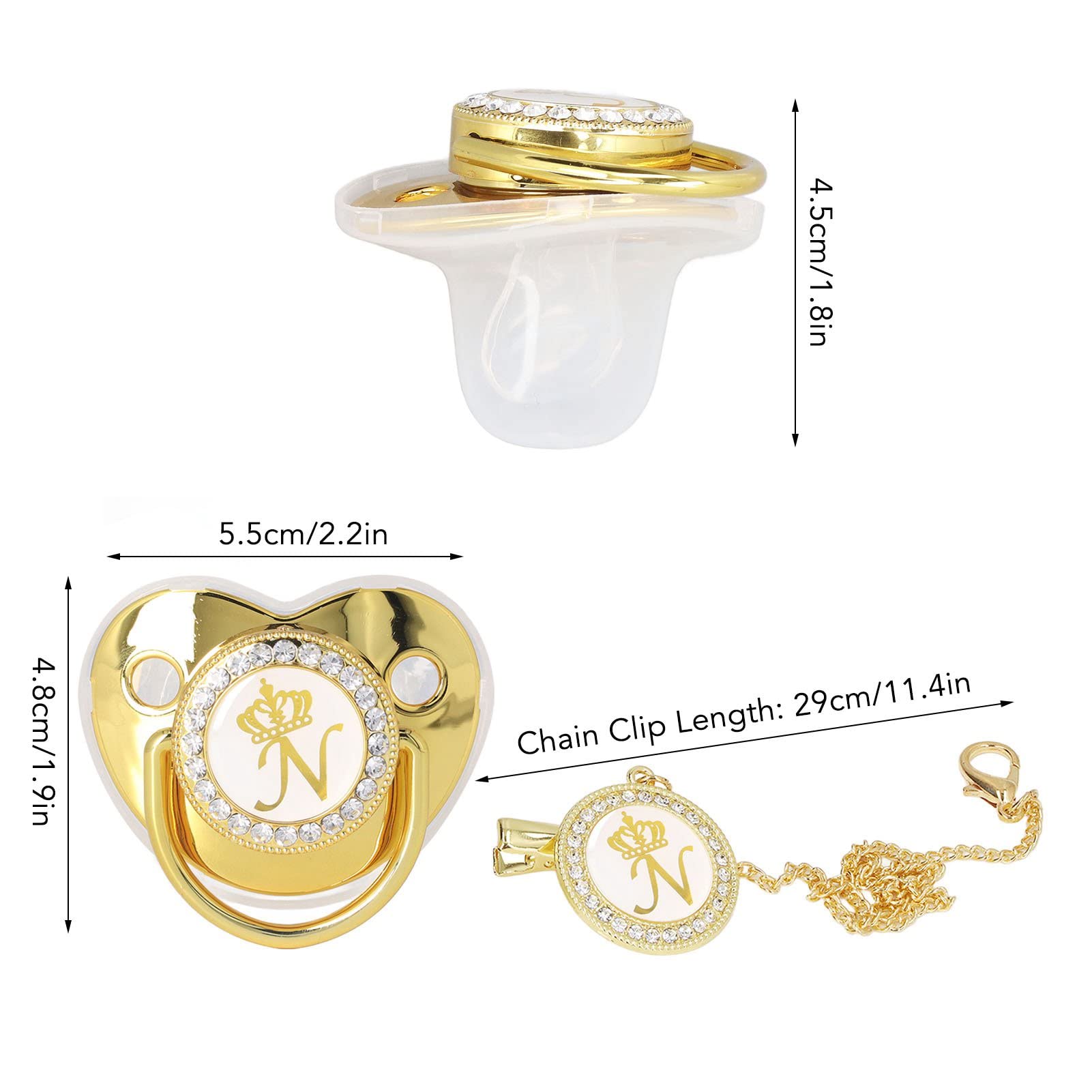 GLOGLOW rhinestone-embellished pacifier adds sparkle for baby portraits.