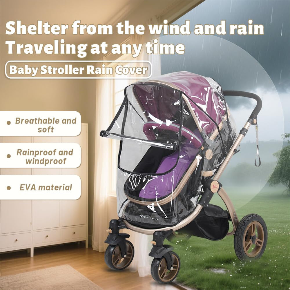 Glomora stroller rain cover with black binding ensures a durable, premium finish.