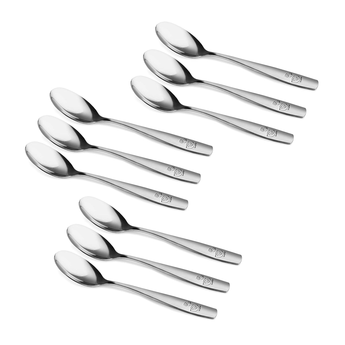 GlossyEnd 9pc kids spoons set with child-friendly handles for simple, safe meals.