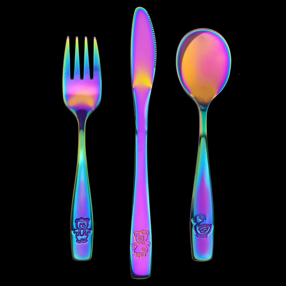 GlossyEnd rainbow forks help little hands scoop and learn