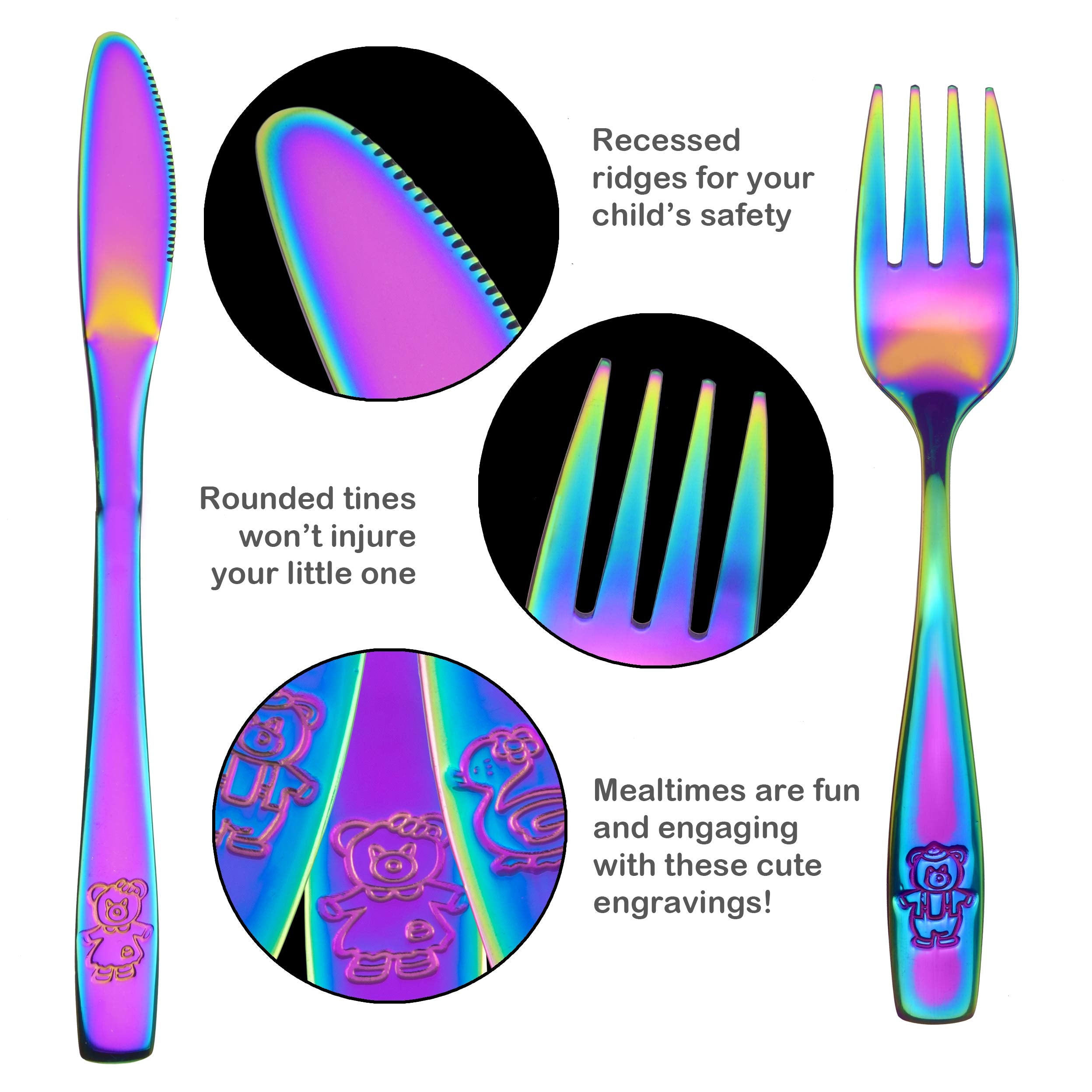 GlossyEnd rainbow kid knives with safe edges support confident self-feeding