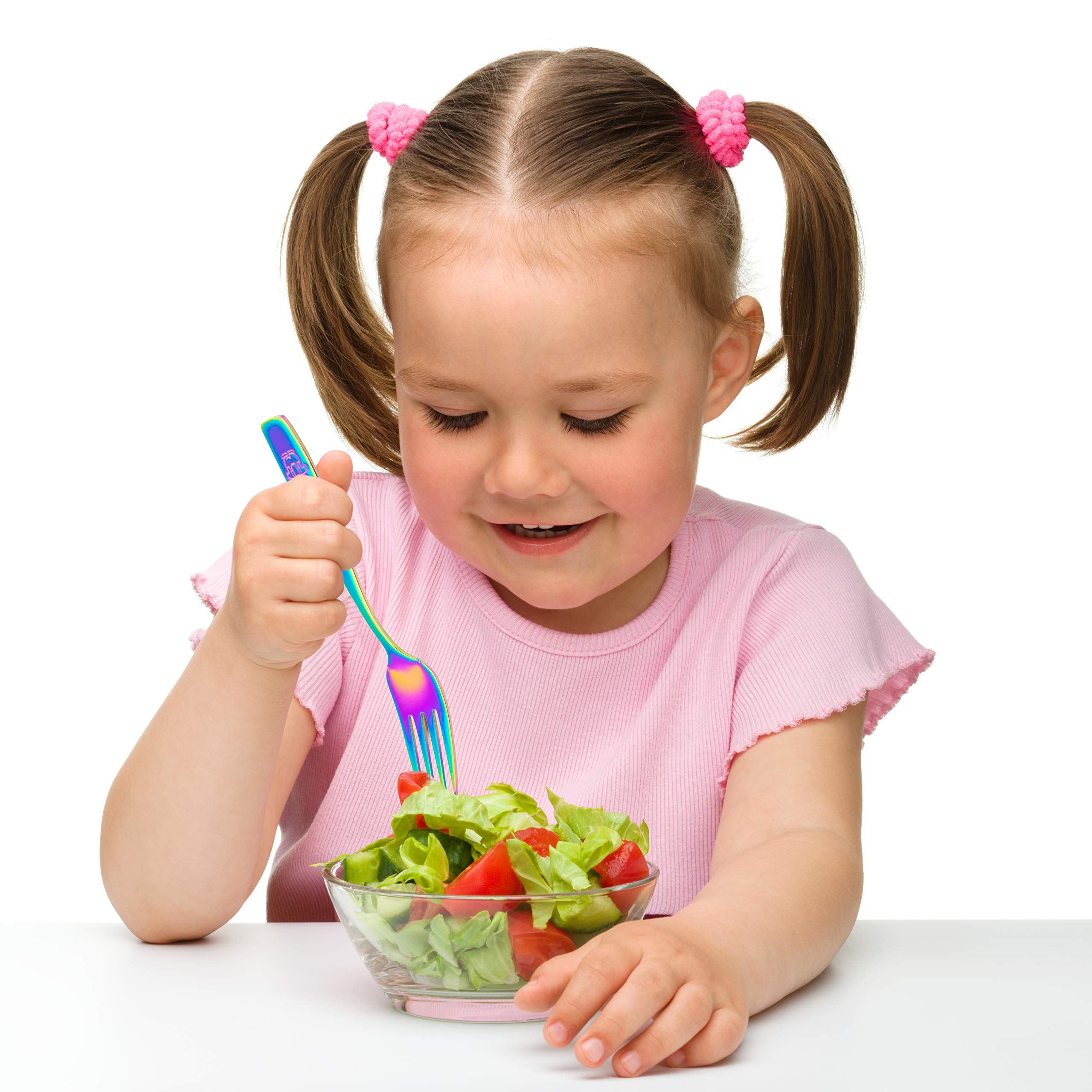 GlossyEnd Rainbow Kids Forks dishwasher-safe stainless steel for busy families