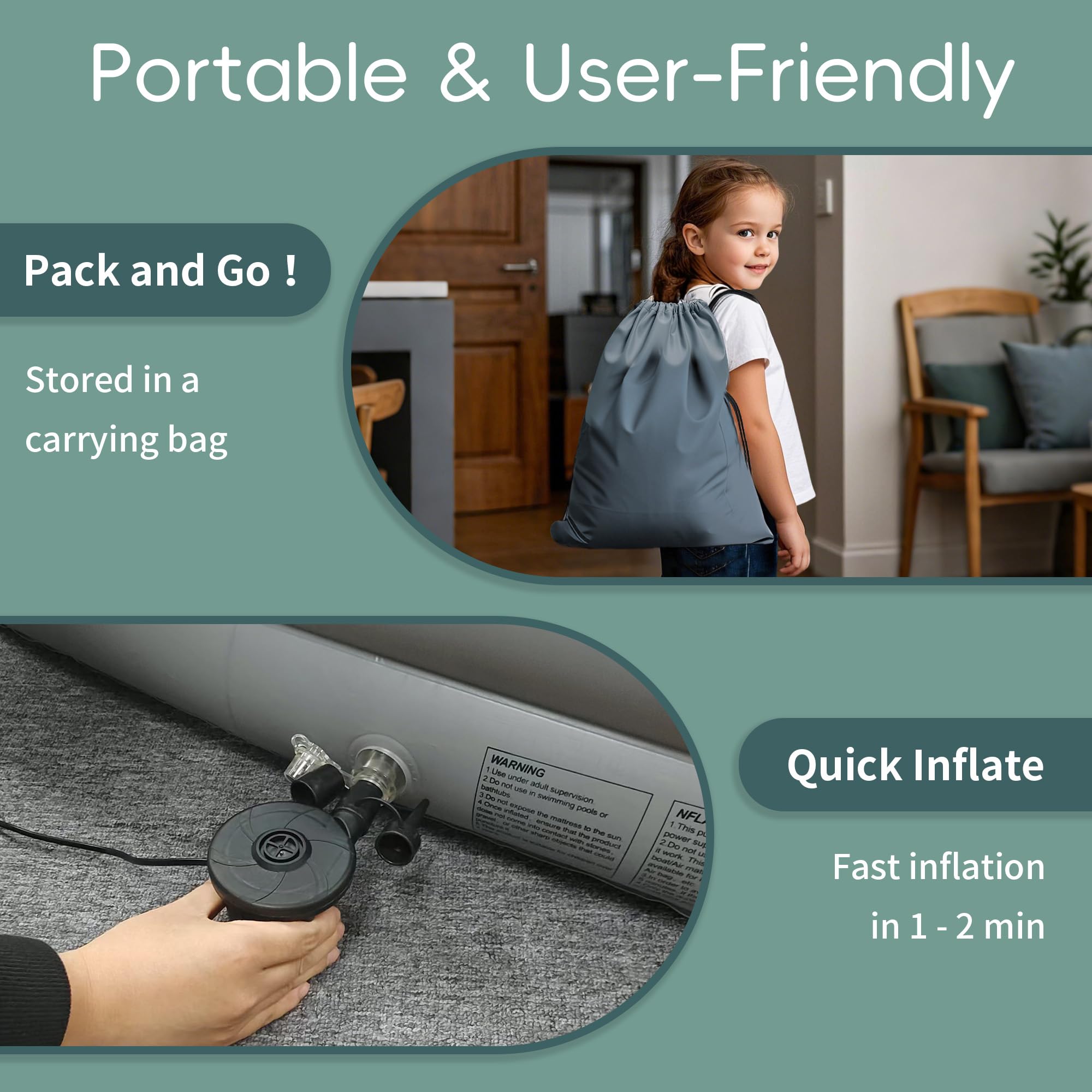 GloTika pump and carry bag enable fast inflation and easy storage