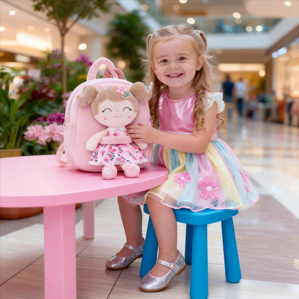 Gloveleya toddler backpack Sakura side view highlights compact storage capacity.