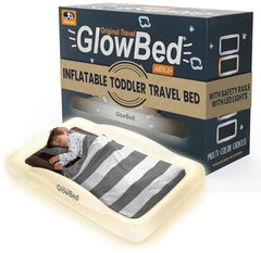 GlowBed inflatable toddler travel bed with remote LED glow for calming bedtime routines