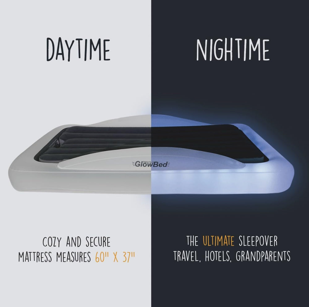 GLOWBED LED color strip demonstrates seven color modes for bedtime ambiance