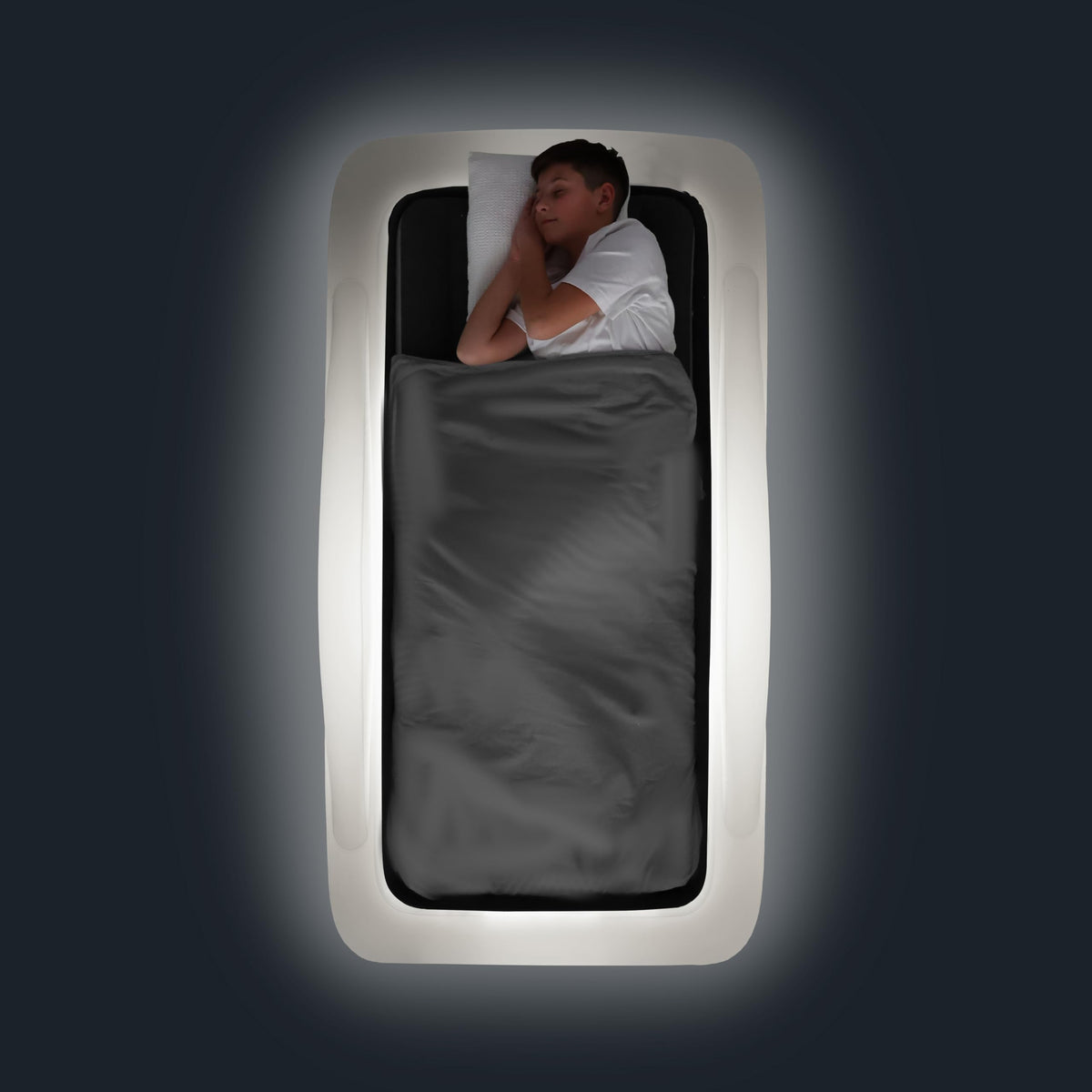 GLOWBED inflatable travel bed with LED remote control for versatile color options