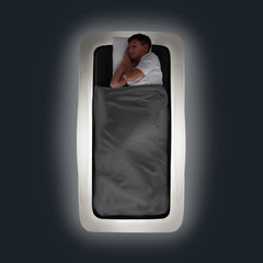 GLOWBED inflatable travel bed with LED remote control for versatile color options