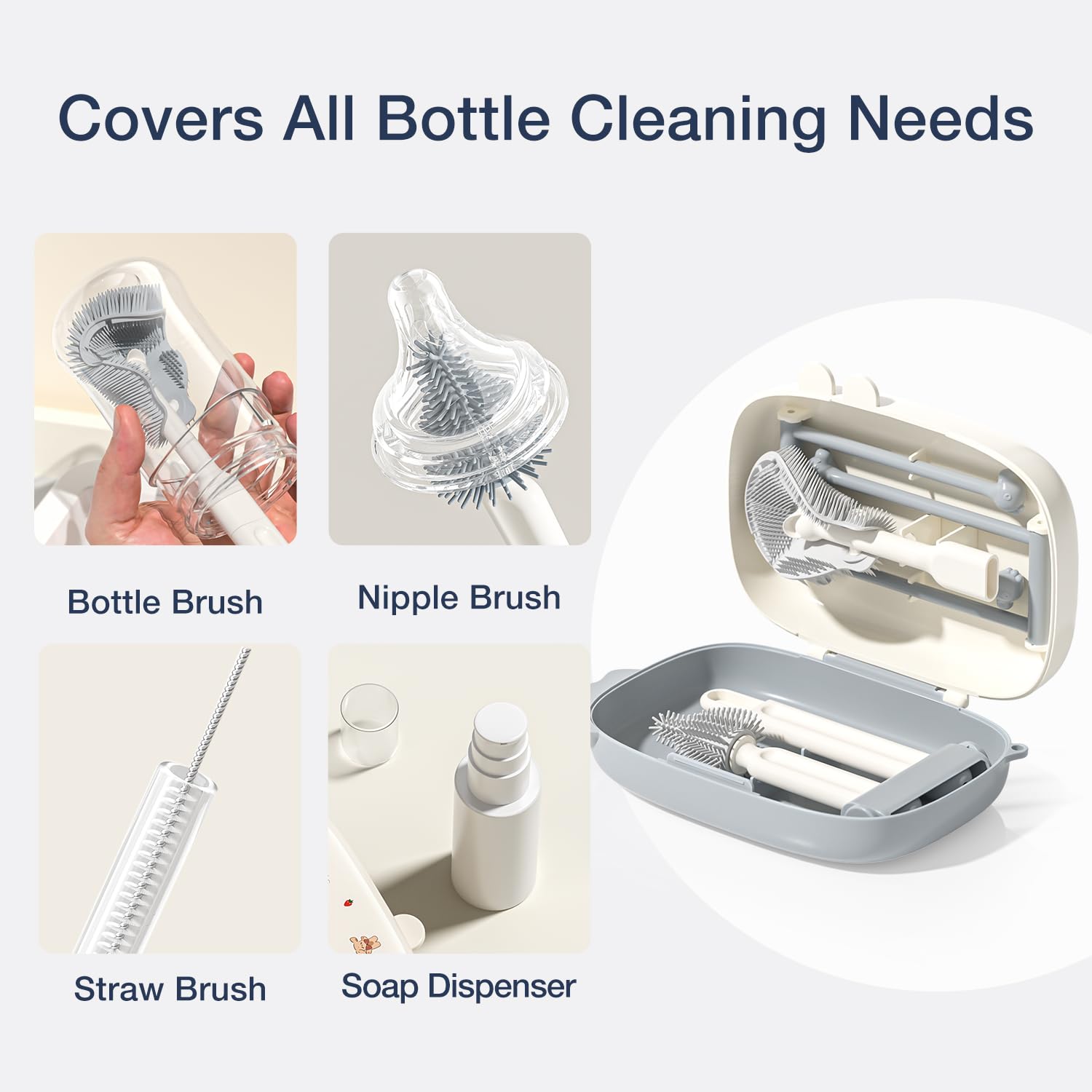 Glusmami soap dispenser for easy soap application during cleaning