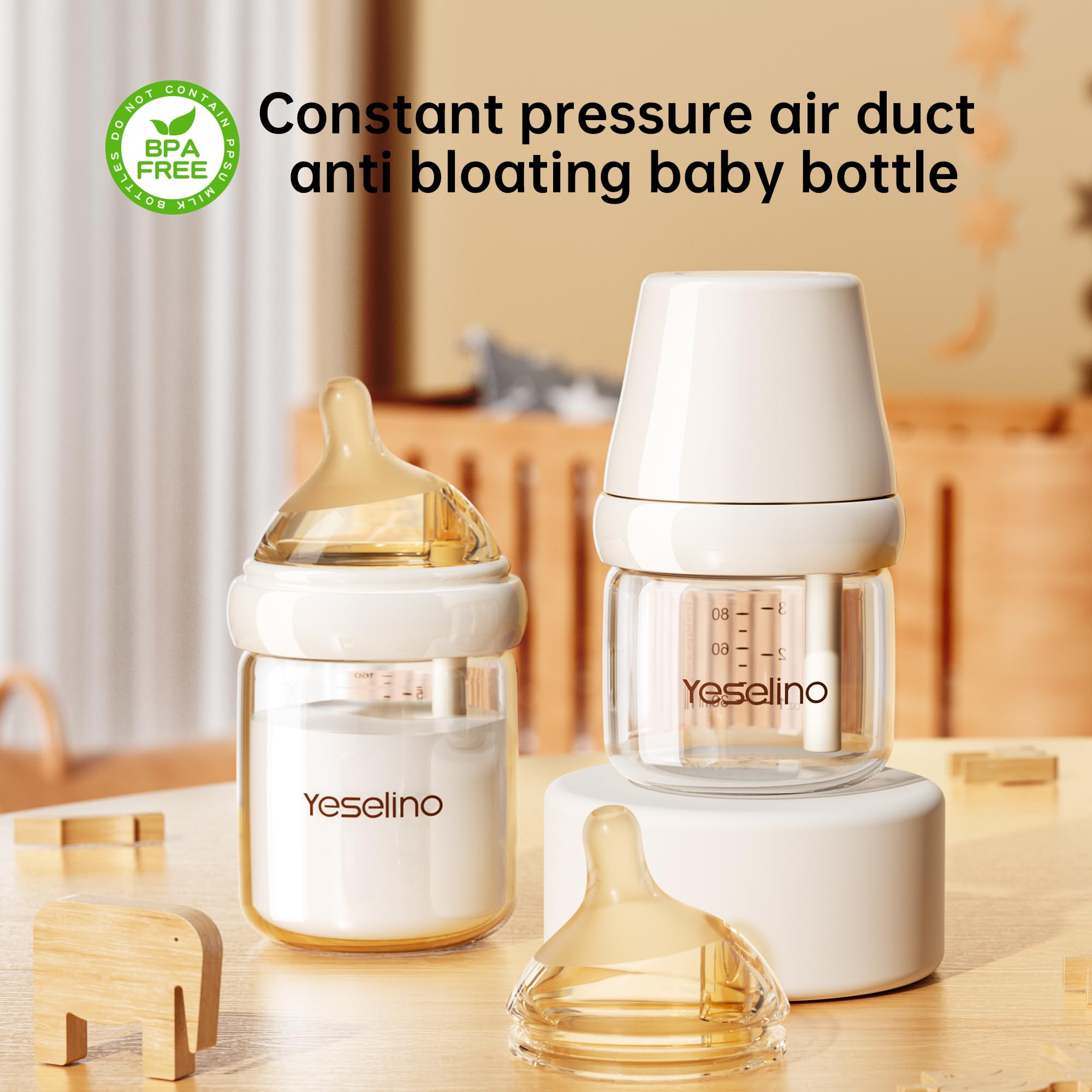 Glusmami BPA-free glass bottle ensures safe materials and easy cleaning routines.