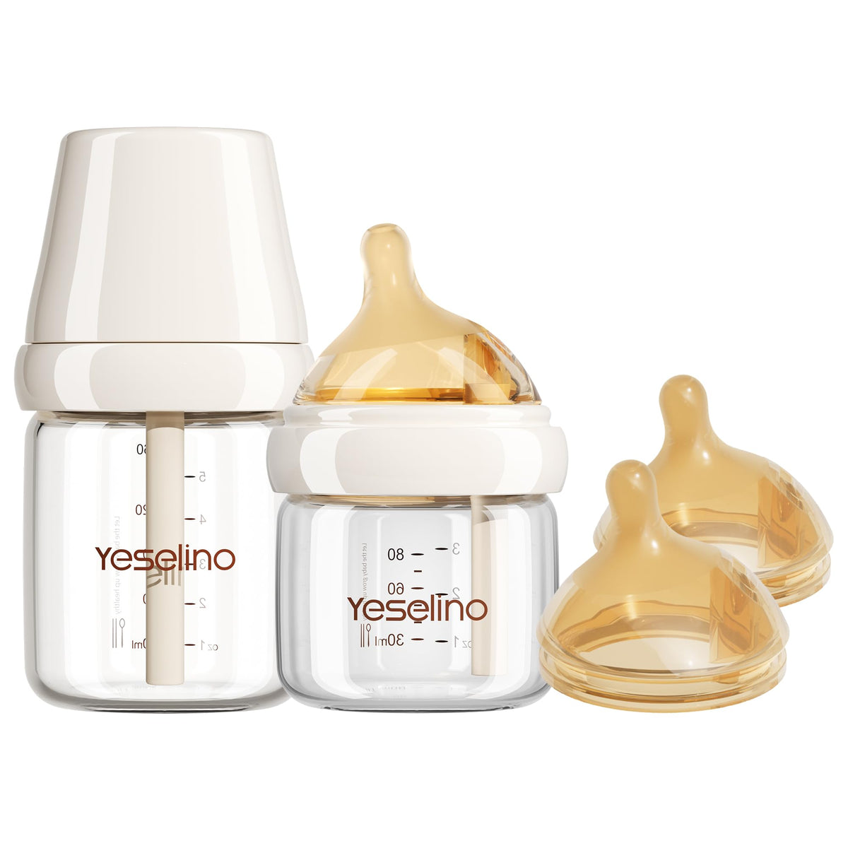 Glusmami natural nursing glass baby bottle with anti-colic vent demonstrates reduced air intake during feeding.