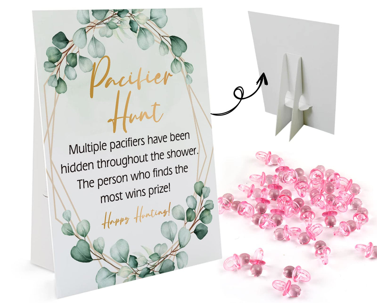 GNATV Baby Hunt sign 8x10 with stand for quick baby shower setup