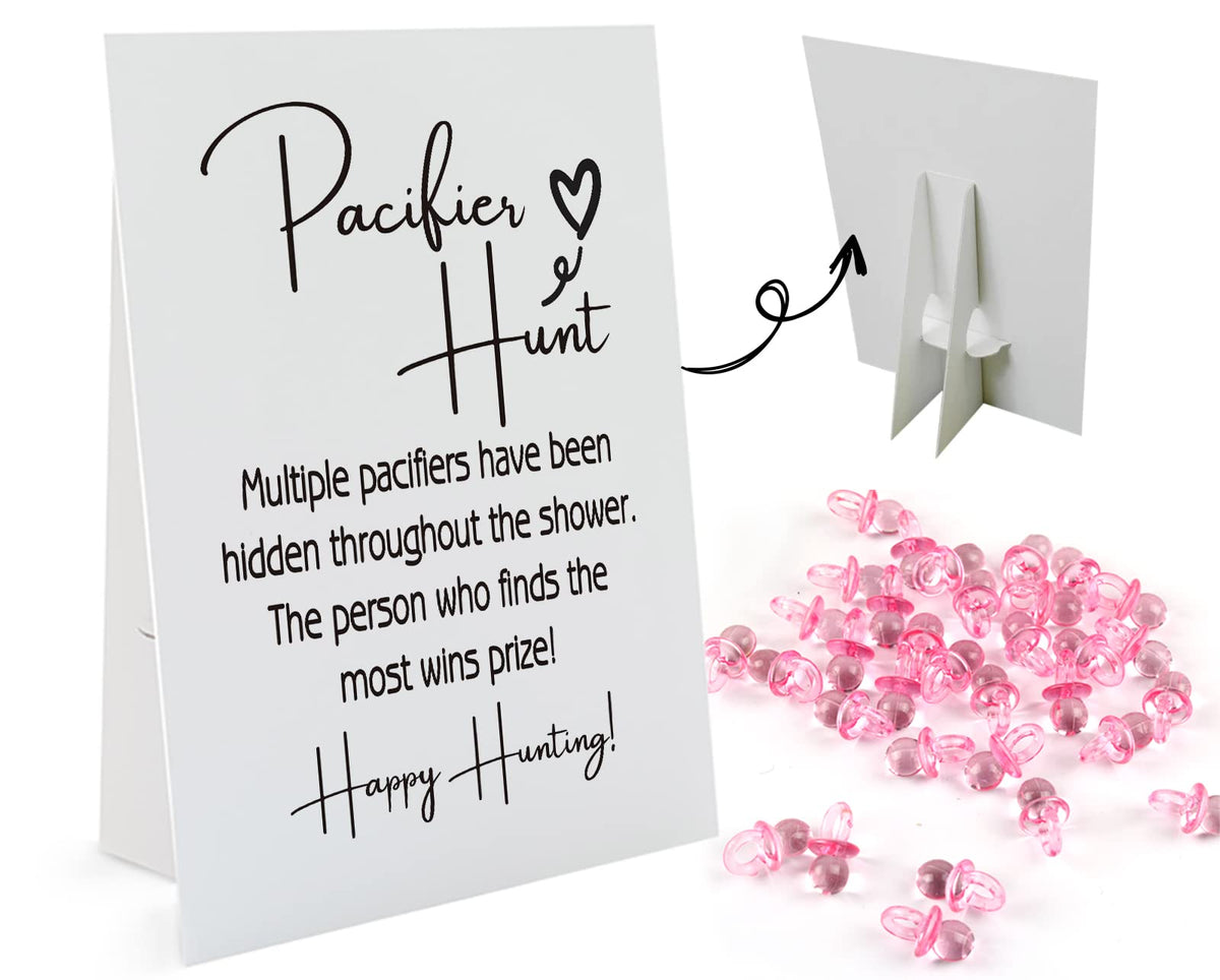 GNATV Baby Pacifier Hunt sign 8x10 displayed to boost shower game engagement