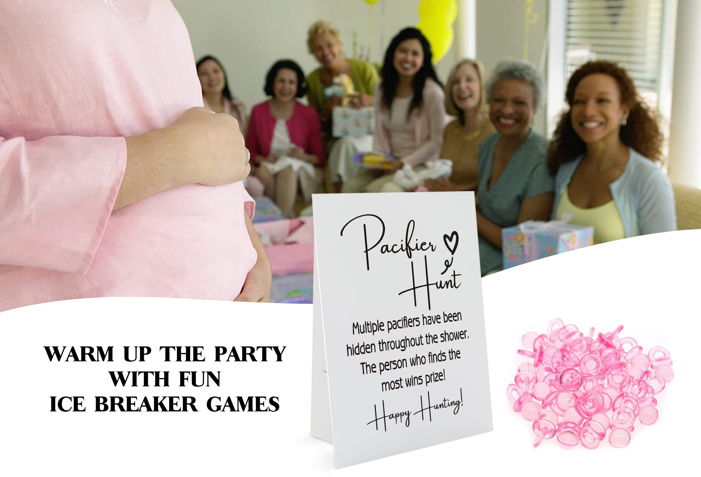 GNATV baby shower games sign on rack improves display and accessibility
