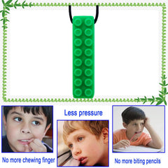 GNAWRISHING brick chew necklace kids in use for focused chewing.