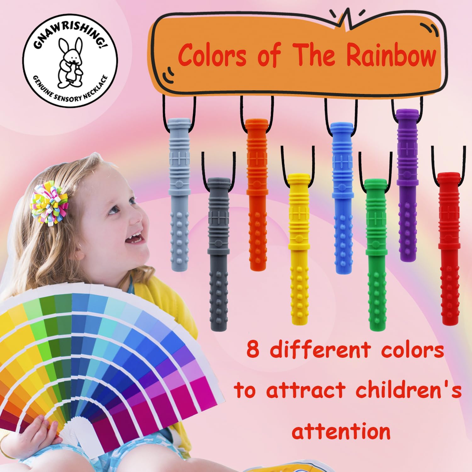 GNAWRISHING Chew Necklaces worn by a child during daily activity